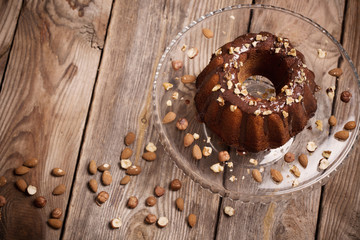 cake on old wooden background