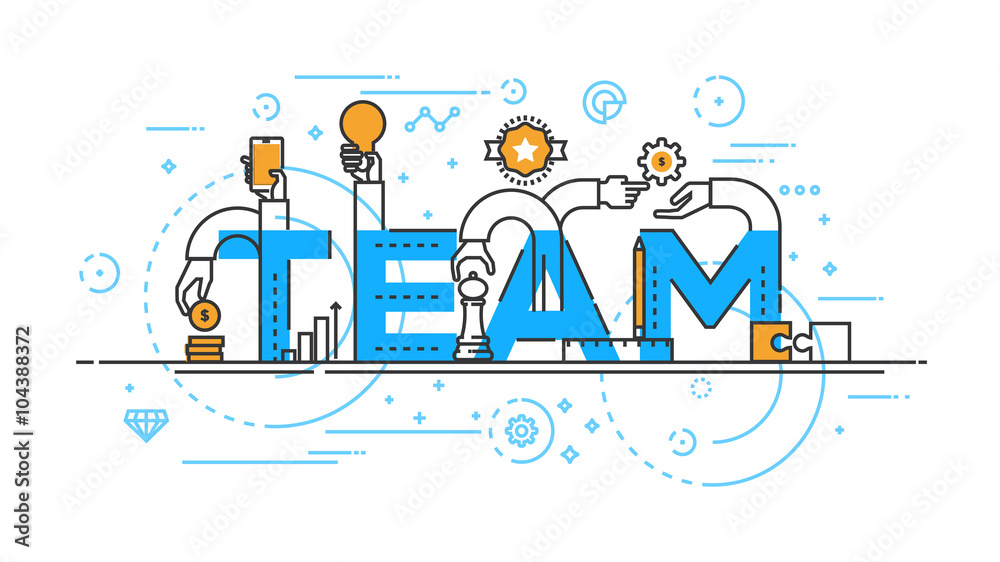 Canvas Prints flat design line concept -team