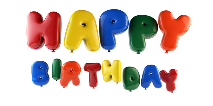 Happy Birthday Text Ballons Template - Paths Save