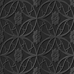 Fototapeta premium Seamless 3D elegant dark paper art pattern 205 Oval Cross Flower 