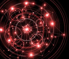 Best Internet Concept of global business.Technological red background. Rays  symbols Wi-Fi,  of the Internet, television, mobile and satellite communications