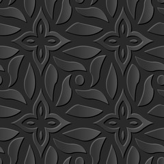 Seamless 3D elegant dark paper art pattern 210 Cross Spiral Flower
