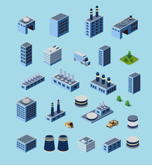Fototapeta premium Industrial buildings, factories and boilers in perspective for design and creativity