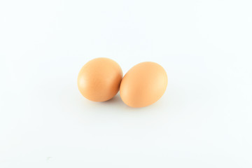 Eggs on white background