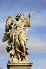 Obraz premium Rom: Der berühmte Engel mit der Lanze auf der Engelsbrücke (Engelsburg)