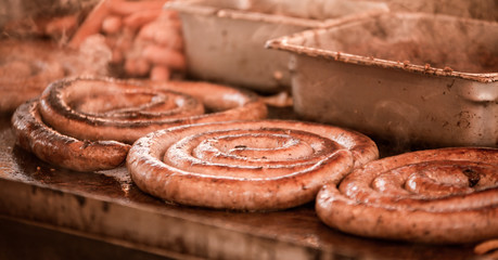 frying sausages 