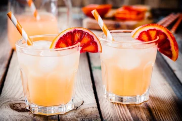 Printed kitchen splashbacks Cocktail nonalcoholic blood orange cocktail in glass