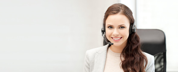 helpline operator with laptop computer