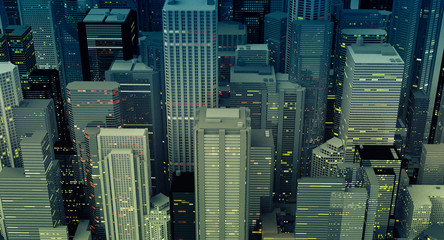 Aerial view of downtown buildings