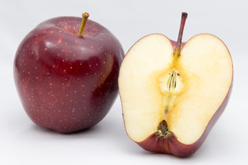 Fresh red apples on white background