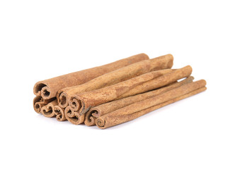 Cinnamon on white background.