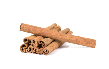 Cinnamon on white background.