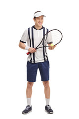 Cheerful young tennis player holding a racket © Ljupco Smokovski