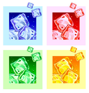 Set Colored ice cubes