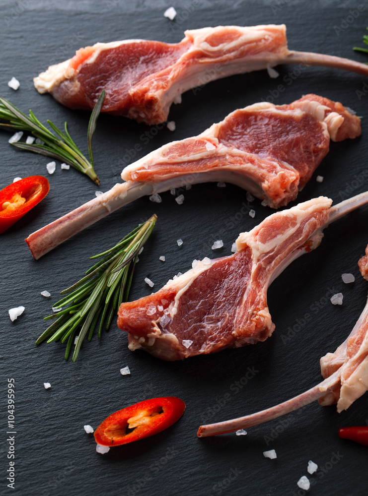 Canvas Prints fresh lamb ribs with rosemary and garlic