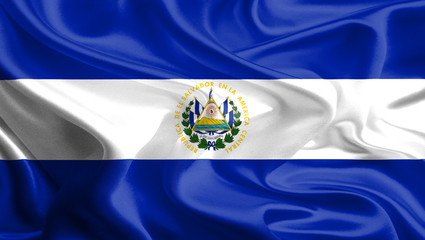 Waving Fabric Flag of El Salvador
