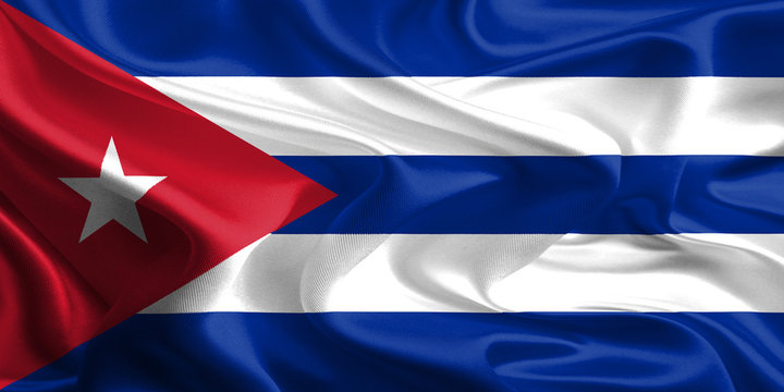 Waving Fabric Flag of Cuba