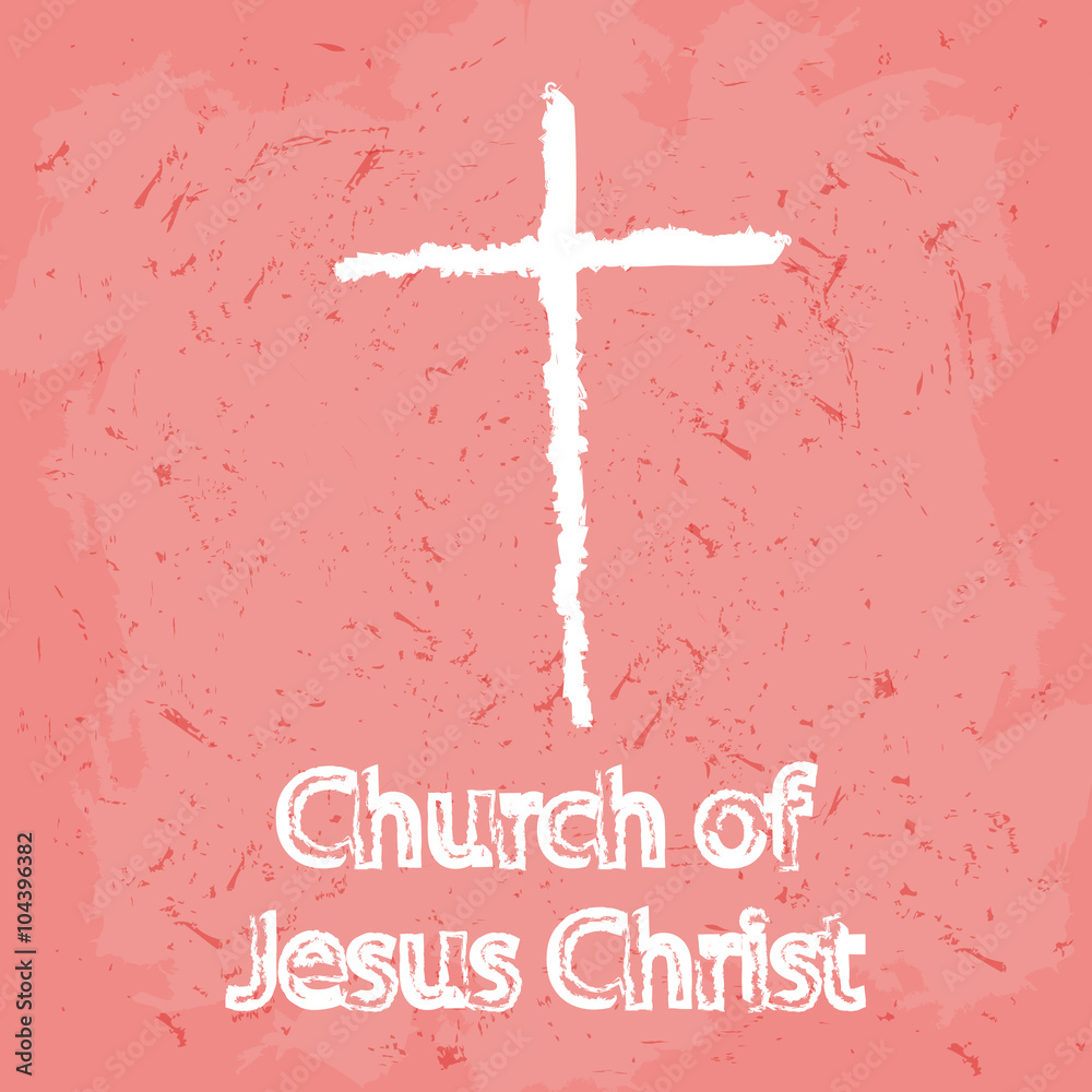 Wall mural church of jesus christ logo. cross painted brushes