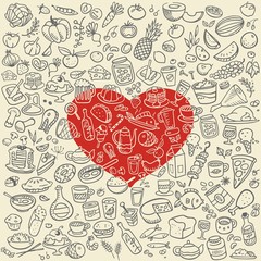 doodle food icons
