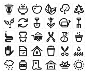 vector farming and garden icon set