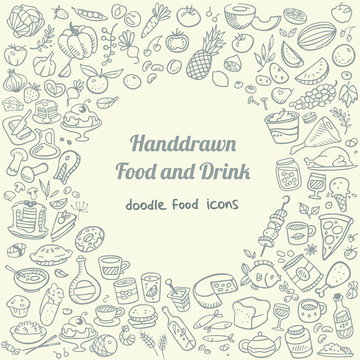 doodle food icons