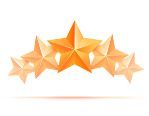 Fototapeta premium Five 3d gold stars premium. The best reward