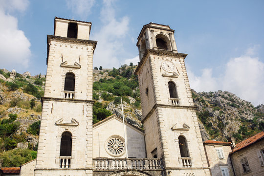 Saint Tryphon cathedral in Kotor old town in Montenegro.