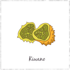 Kiwano with Slice. Collection of Exotic Fruits.
