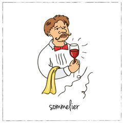 Sommelier. Collection of wine.  Vector illustration