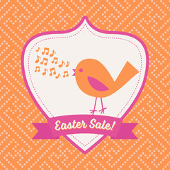 Singing Bird Easter Poster - Cute character banner template advertising an Easter Sale