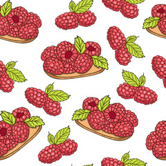 Raspberry and blackberry Seamless Pattern.