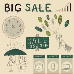 Большая распродажа. / Эта картинка иллюстрирует такие понятия как распродажа, скидки, акции. 