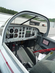 Aircraft cockpit at the airport in Georgia