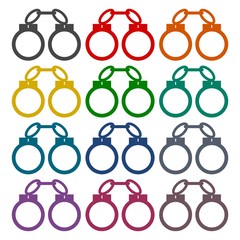 Handcuffs icons set