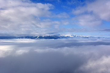 Obraz premium sea fog covers the mountain - Bucegi mountains, Romania