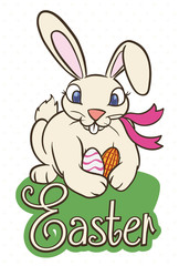 Obraz na płótnie Canvas Cute Easter Bunny with Candy Eggs, Vector Illustration