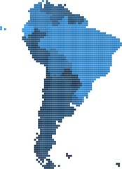 Square shape South America map on white background. Vector illustration.