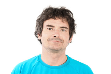 Obraz premium Smiling adult man on white background