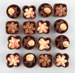 Chocolate sweets isolated on white