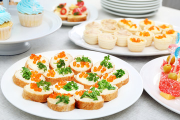 Set of cold snacks, closeup