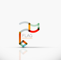 Logo flag, abstract linear geometric business icon