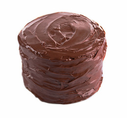 Chocolate cake isolated on white