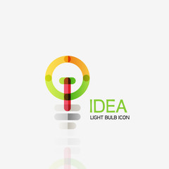 Logo, vector light bulb abstract linear geometric business icon. Idea concept