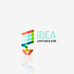 Logo, vector light bulb abstract linear geometric business icon. Idea concept