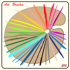 Art brushes color strokes/ on the palette  background
