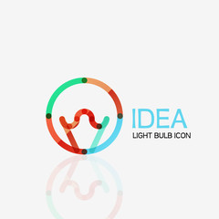 Logo, vector light bulb abstract linear geometric business icon. Idea concept