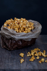 Homemade Caramel Popcorn in a Bowl