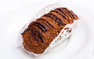 brownie potato on a white plate