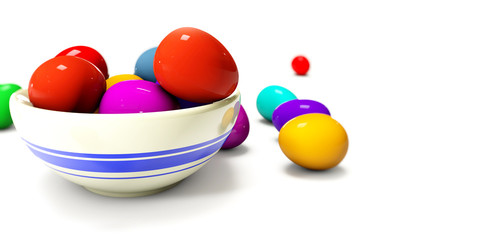 3d Easter Eggs on a white background