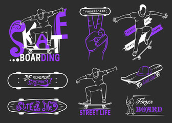 Set of Skateboarding Emblems, Logo and Badges